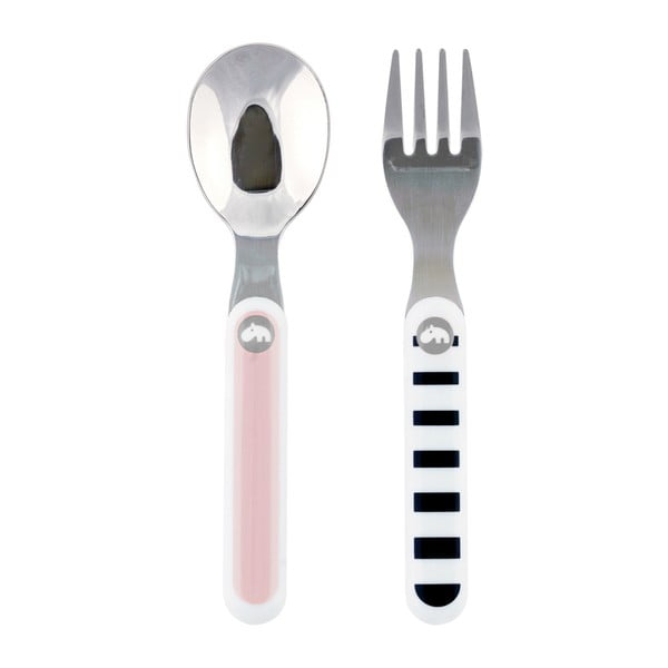 Set lingură și furculiță Done by Deer Contour, roz