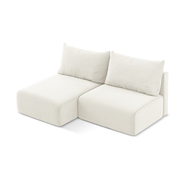 Colțar crem extensibil/cu spațiu de depozitare cu tapițerie din catifea (cu colț pe partea stângă/cu șezlong) Kalena – Makamii-image-3