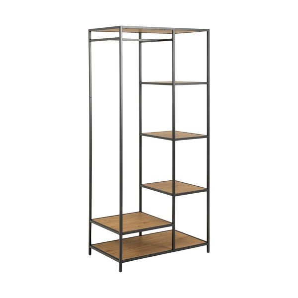 Șifonier negru/în culoare naturală deschis cu aspect de lemn de stejar 77x165 cm Seaford – Actona-image-2