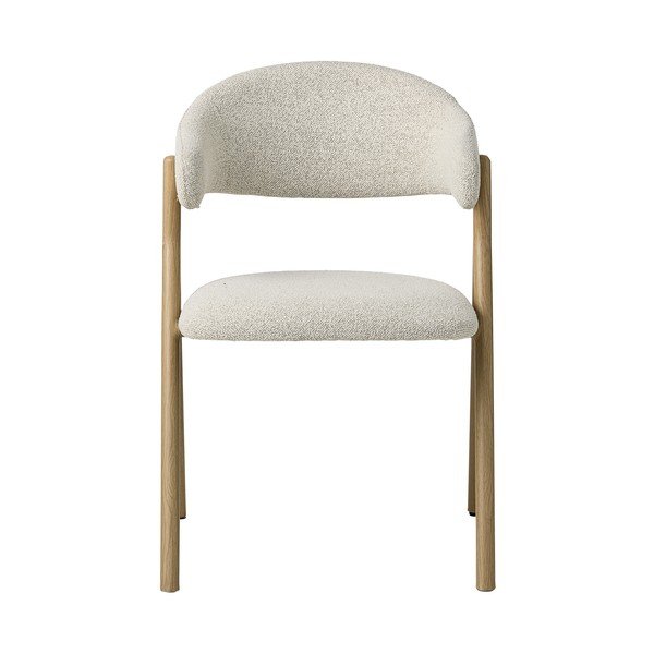 Scaun de living crem/în culoare naturală cu cotiere tapițat Frances – Unique Furniture-image-3