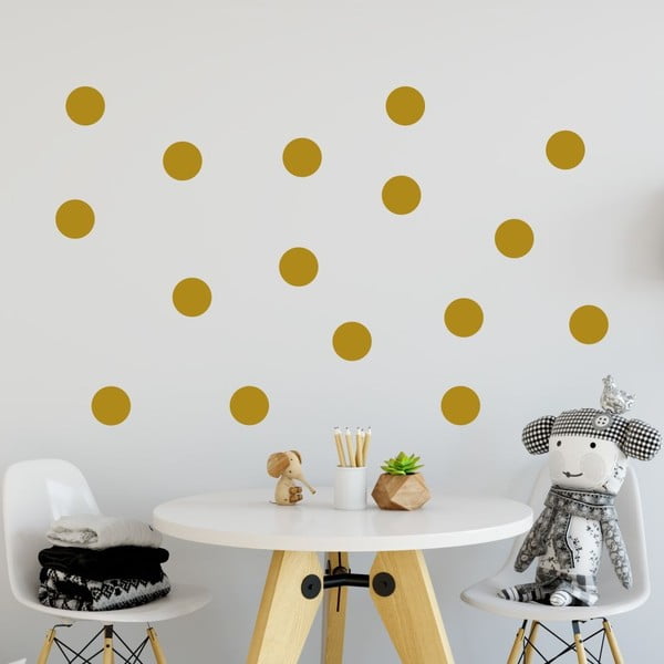 Set autocolante de perete North Carolina Scandinavian Home Decors Dot, galben