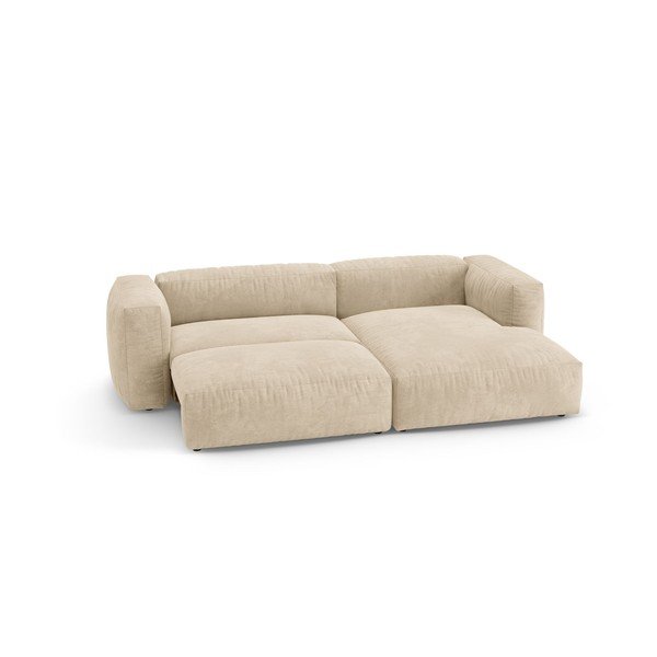 Colțar modular crem extensibil cu tapițerie din catifea (cu colț pe partea dreaptă/cu șezlong) – Micadoni -image-4