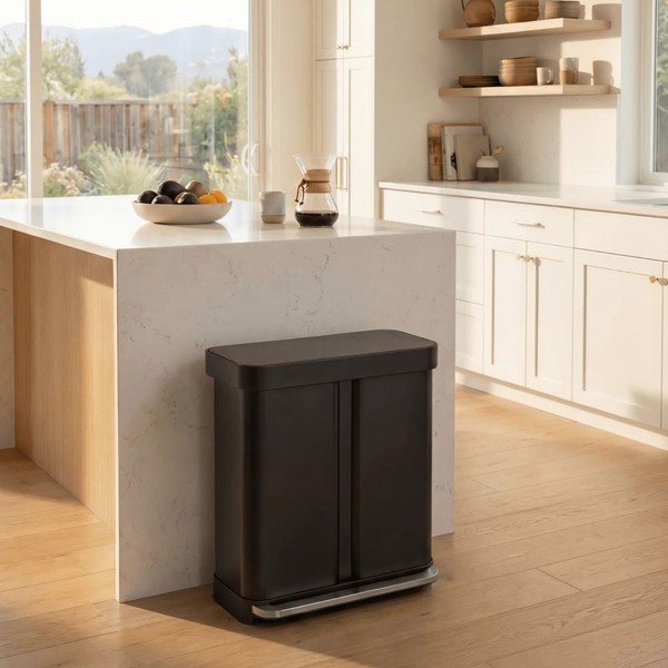 Coș de gunoi negru mat pentru reciclare/cu pedală 34+24 l din oțel – simplehuman-image-2
