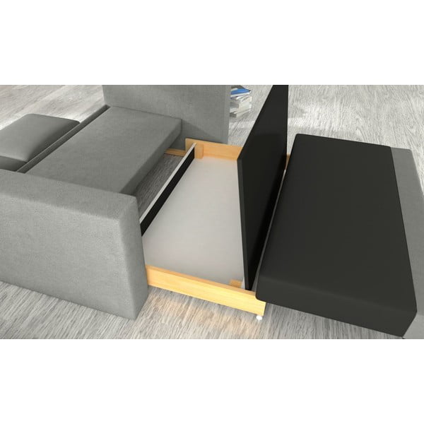 Canapea gri deschis extensibilă/cu spațiu de depozitare cu tapițerie din catifea 151 cm Wave – ELTAP-image-2