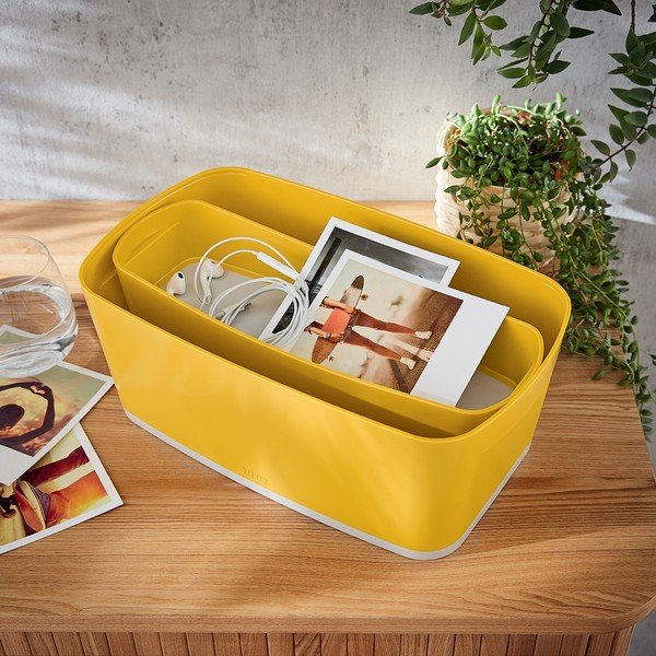 Cutie de birou cu organizator Leitz Cosy, galben-image-2