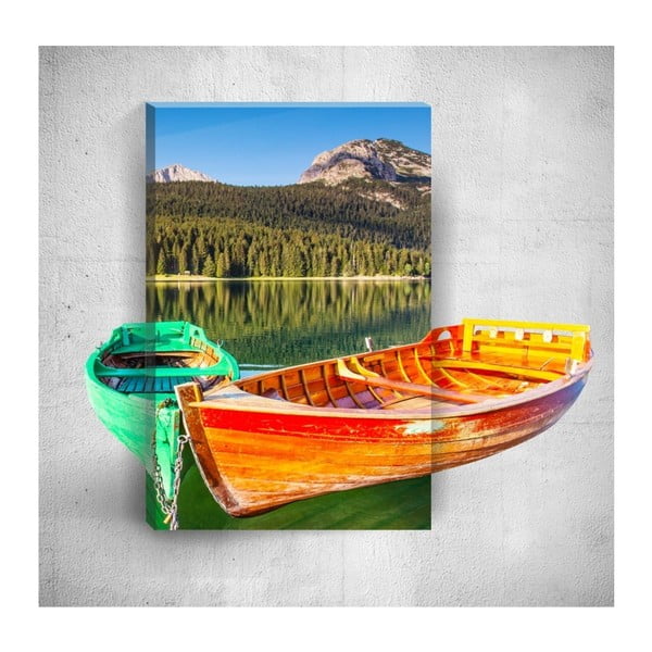 Tablou de perete 3D Mosticx Two Boats On The River, 40 x 60 cm