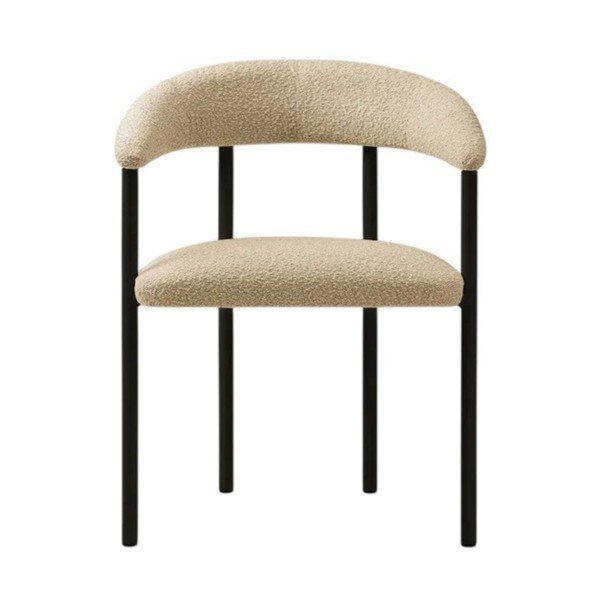 Scaun de living negru/crem cu cotiere tapițat Lea – Micadoni -image-1