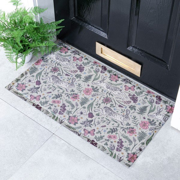Covoraș de intrare din PVC 40x70 cm Hare Wildflowers – Artsy Doormats-image-1