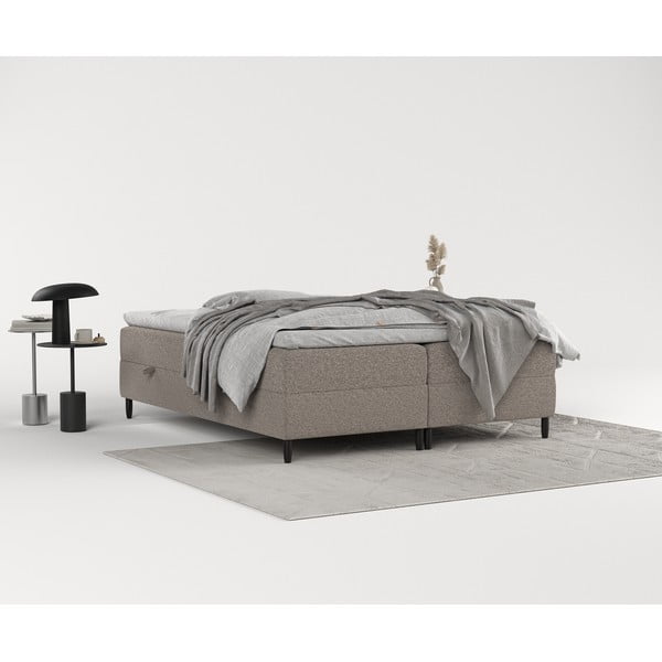 Pat boxspring maro cu spațiu de depozitare 200x200 cm Malte – Maison de Rêve-image-4