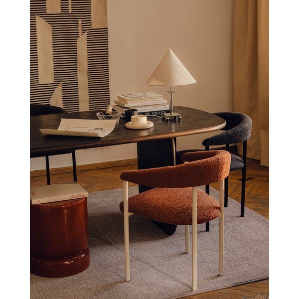 Scaun de living portocaliu/crem cu cotiere tapițat Lea – Micadoni -image-1