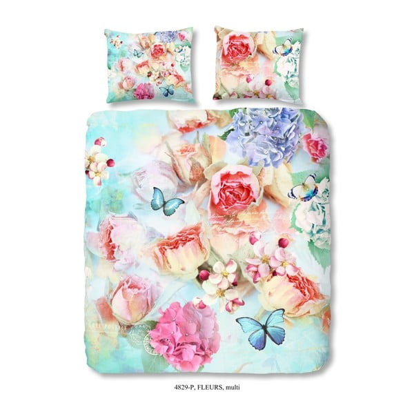 Lenjerie de pat din bumbac Muller Textiels Fleurs, 240 x 200 cm