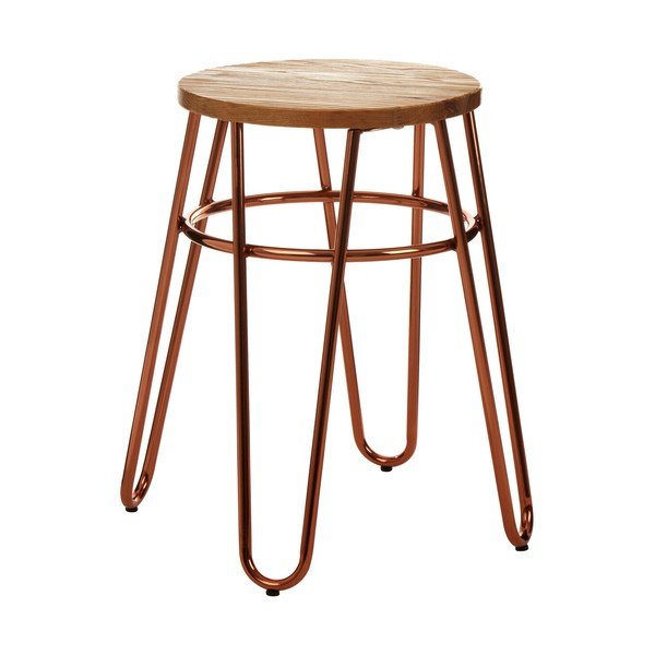 Scaun tip taburet în culoare naturală/roz auriu din lemn de ulm District – Premier Housewares
