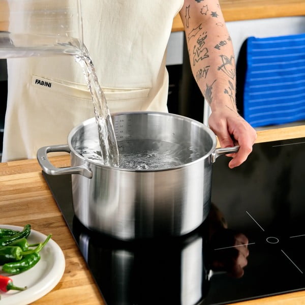 Cratiță cu capac din oțel inoxidabil 5,5 l adecvată pentru plita cu inducție Lucca 3.0 – FABINI-image-1