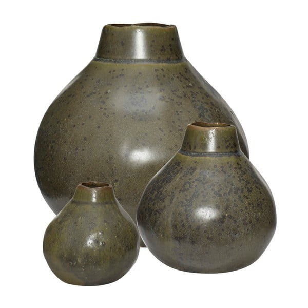 Set 3 vaze din ceramică Hübsch Pamila, verde