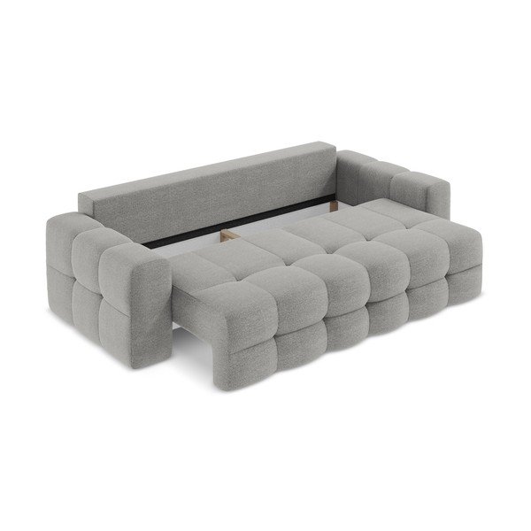 Canapea gri extensibilă cu tapițerie din țesătură bouclé 255 cm Milu – Makamii-image-4