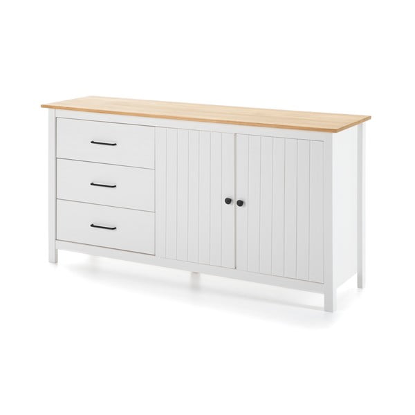 Comodă albă joasă din lemn de pin 150x80 cm Miranda – Marckeric-image-3