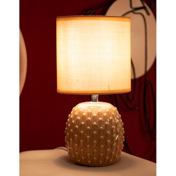 Veioză piersică din ceramică cu abajur textil (înălțime 27 cm) Pontus – Mauro Ferretti-image-1