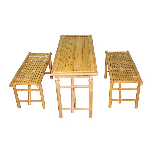 Set masă cu 2 bănci din bambus Leitmotiv