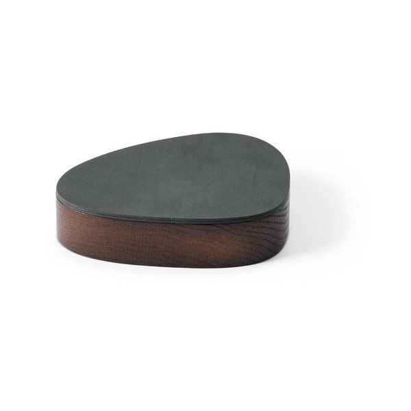 Cutie de depozitare gri antracit-maro din lemn și din piele ecologică cu capac, decorativă 14x12,5x3,5 cm Curve Nupo – LIND DNA