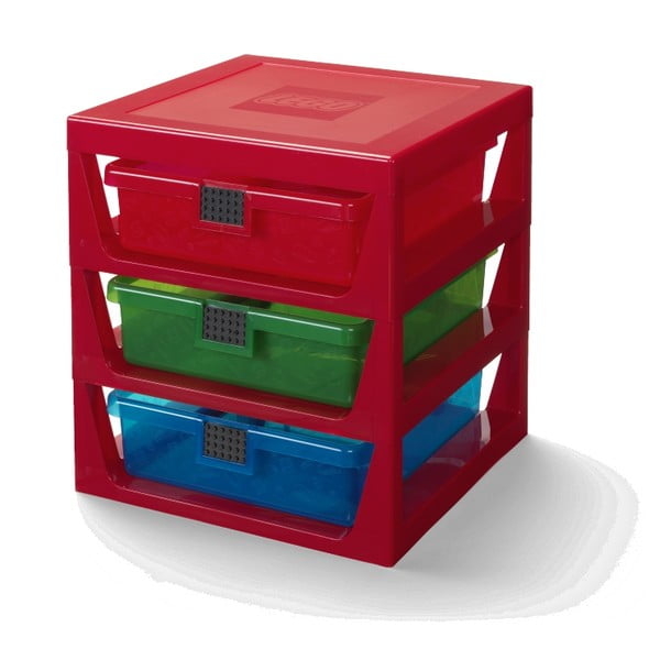 Organizator pentru depozitare cu 3 sertare LEGO®, roșu-image-2