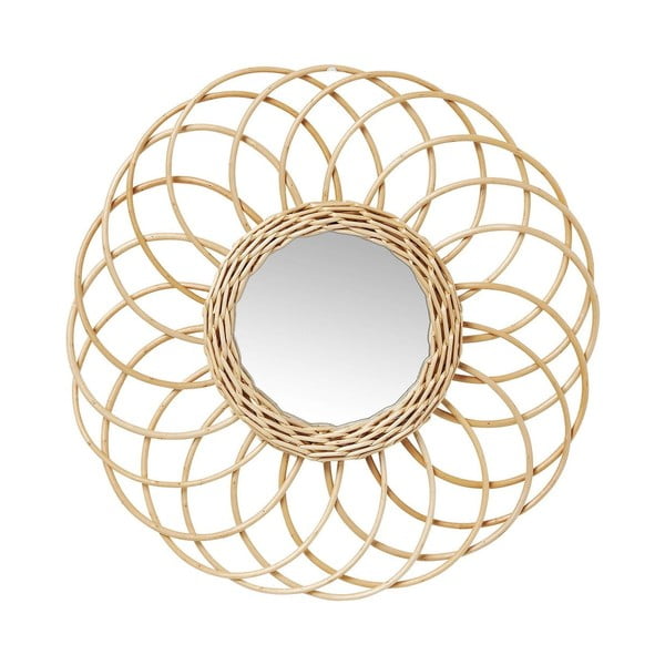 Oglindă cu ramă din ratan Kare Design Swing, Ø 34 cm