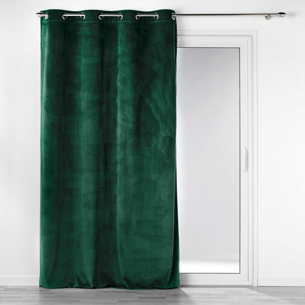 Draperie verde din catifea reiată 140x260 cm Casual – douceur d'intérieur
