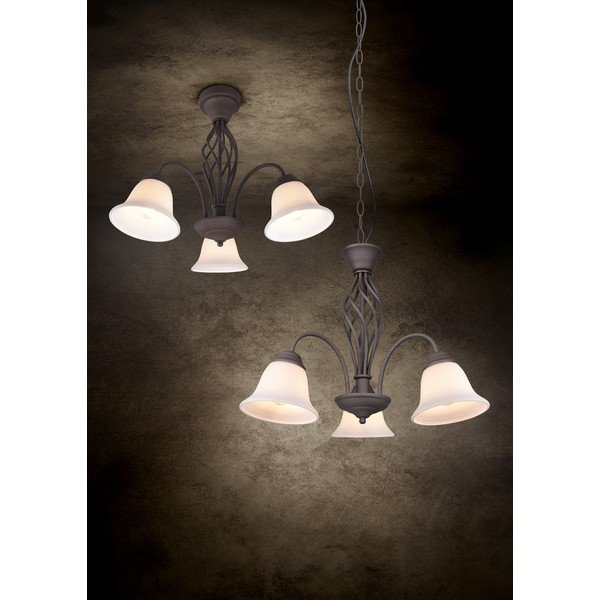 Plafonieră maro închis cu abajur din sticlă Rustica – Trio-image-3