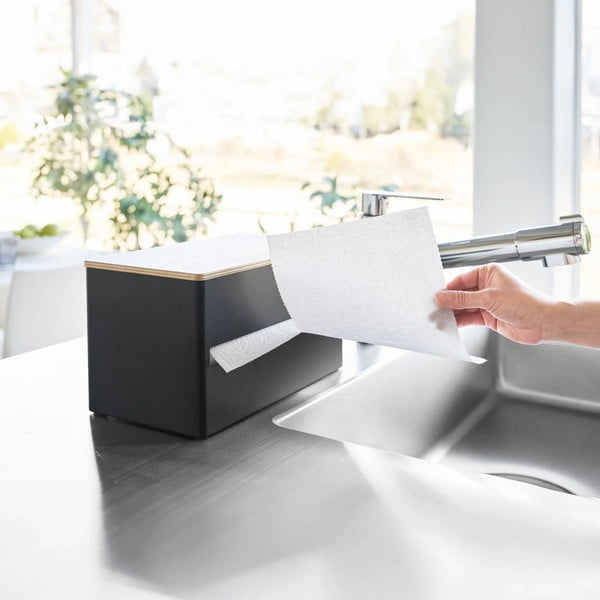Suport orizontal pentru prosoape de bucătărie din hârtie negru din metal Rin – YAMAZAKI-image-4