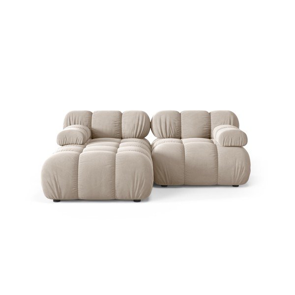 Colțar modular crem cu tapițerie din catifea (cu colț pe partea stângă/cu șezlong) – Micadoni 