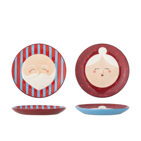 Farfurii roșii 2 buc. pentru desert  din gresie ø 16 cm  cu model de Crăciun Granny – Bloomingville-image-3