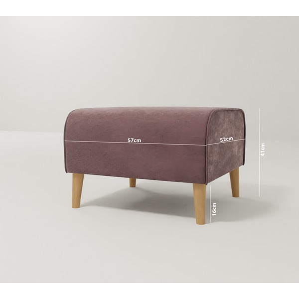 Taburet roz cu tapițerie din catifea Carole – Ropez-image-3