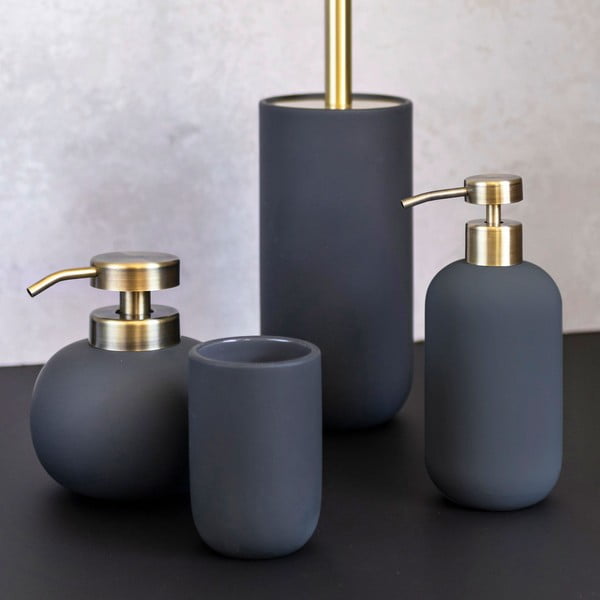 Dozator de săpun lichid gri antracit din ceramică 200 ml Lotus – Mette Ditmer Denmark-image-2