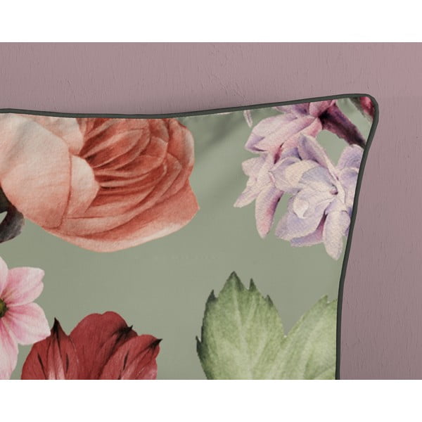 Lenjerie de pat verde din bumbac satinat pentru pat de o persoană, extinsă 140x220 cm Fiori – Descanso-image-3