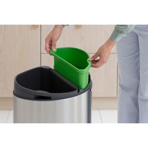 Coș de gunoi argintiu mat de reciclat/cu senzori de atingere din oțel 33 l Touch Bin Recycle – Brabantia-image-4