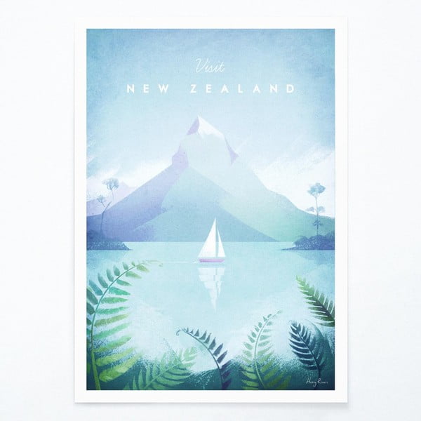 Poster Travelposter New Zealand, 50 x 70 cm
