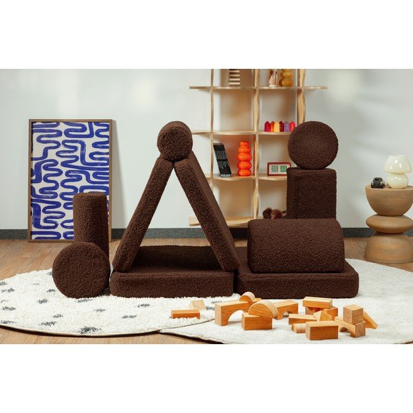 Pernă de joacă pentru copii maro închis cu tapițerie din țesătură bouclé Warm Hazel – Wigiwama-image-2
