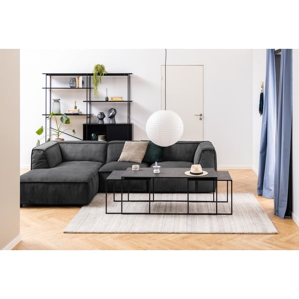 Măsuțe de cafea negru-mat 3 buc. cu blat cu aspect de marmură 60x120 cm Infinity – Actona-image-1