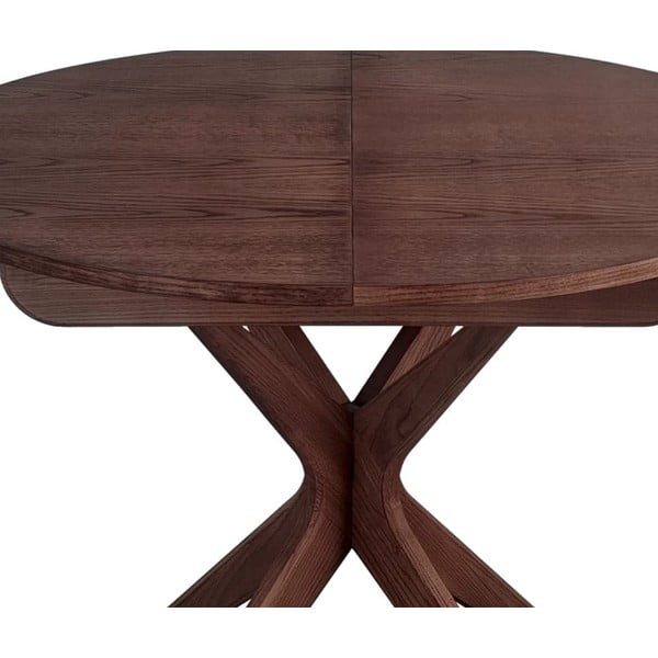 Masă de dining rotundă extensibilă cu aspect de lemn de nuc cu blat suplimentar ø 90 cm Jubi – Ragaba-image-2