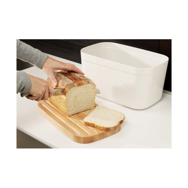 Cutie pentru pâine cu capac din lemn Joseph Joseph Bin, alb-image-2