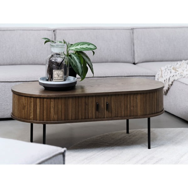 Măsuță de cafea în culoare naturală cu aspect de lemn de stejar 60x120 cm Nola – Unique Furniture-image-2