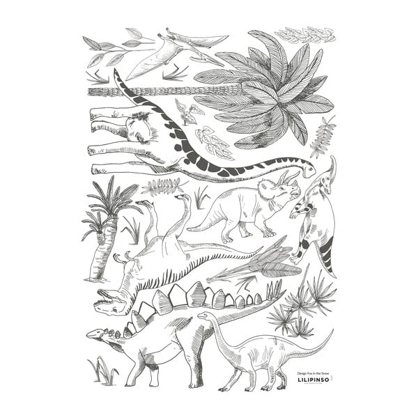 Folie cu stickere 30x42 cm Dinosaurs & Plants – Lilipinso