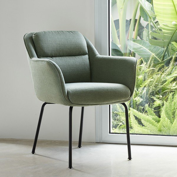 Scaun de living verde cu cotiere tapițat Sadira – Teulat-image-1