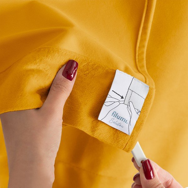 Draperie galben-muștar dimout (semi-opacă) din catifea 200x250 cm Velto – Filumi-image-2