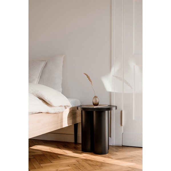 Pat matrimonial negru din  placă aglomerată de lemn fără tăblie cu somieră 160x200 cm Streiko – noo.ma-image-4