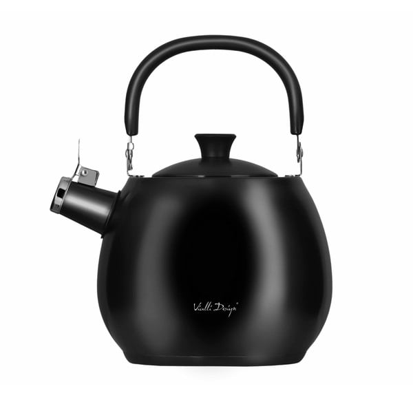 Ceainic negru din oțel inoxidabil cu piston Vialli Design Bolla, 2,5 l