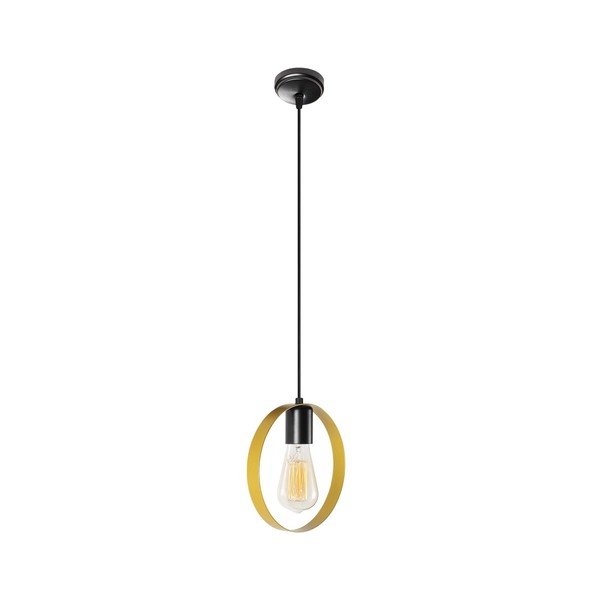 Lustră metalică cu abajur auriu Opviq lights Simeon, negru-image-2