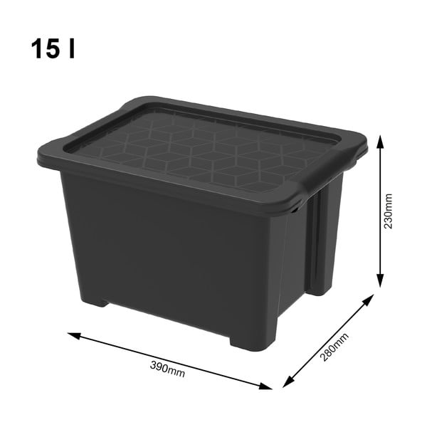 Cutie de depozitare  negru lucios din plastic cu capac Evo Easy - Rotho-image-1