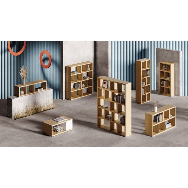 Bibliotecă în culoare naturală cu aspect de lemn de stejar 150x83 cm Berlin – TemaHome-image-1