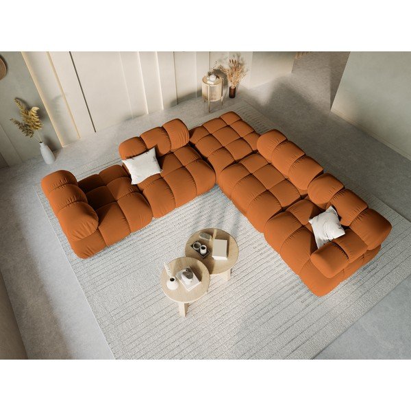 Taburet modular portocaliu cu tapițerie din catifea Bellis – Micadoni Home-image-1