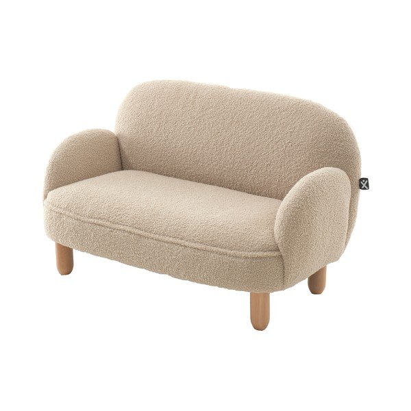 Canapea pentru copii bej cu tapițerie din țesătură bouclé 89 cm Rocky – Vipack